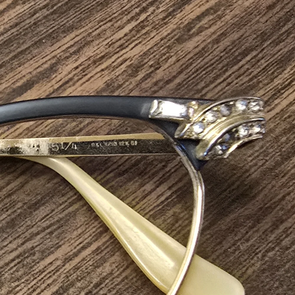 Bausch & Lomb Vintage Cat Eye Gold and Black Eyeglass Frames